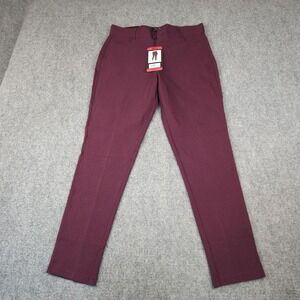 Mario Serrani Italy Textured Pull On Pant Burgundy Medium Diamond Pattern